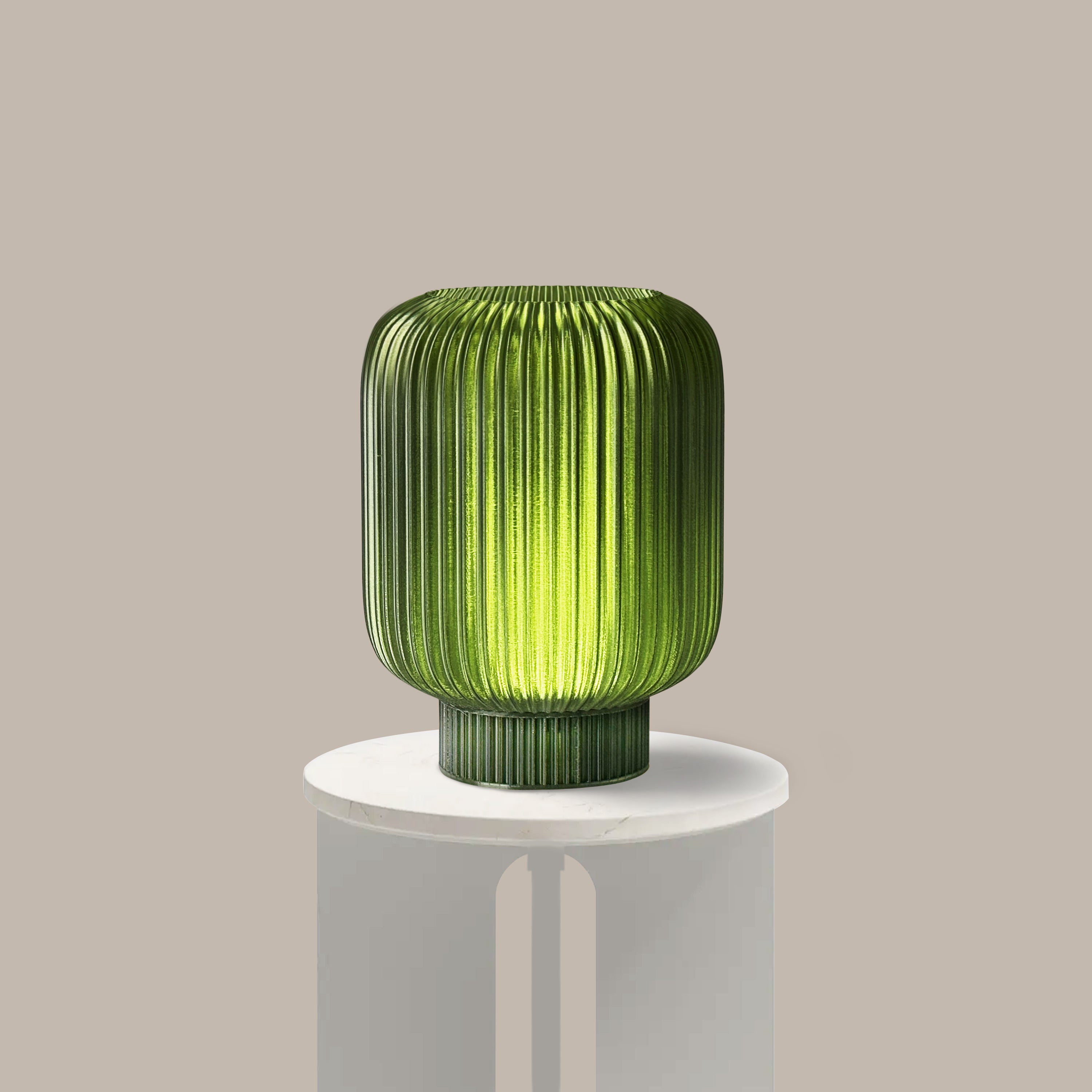 Harmony Table Lamp – Green Ribbed Design, Dimmable LED, Eco-Friendly