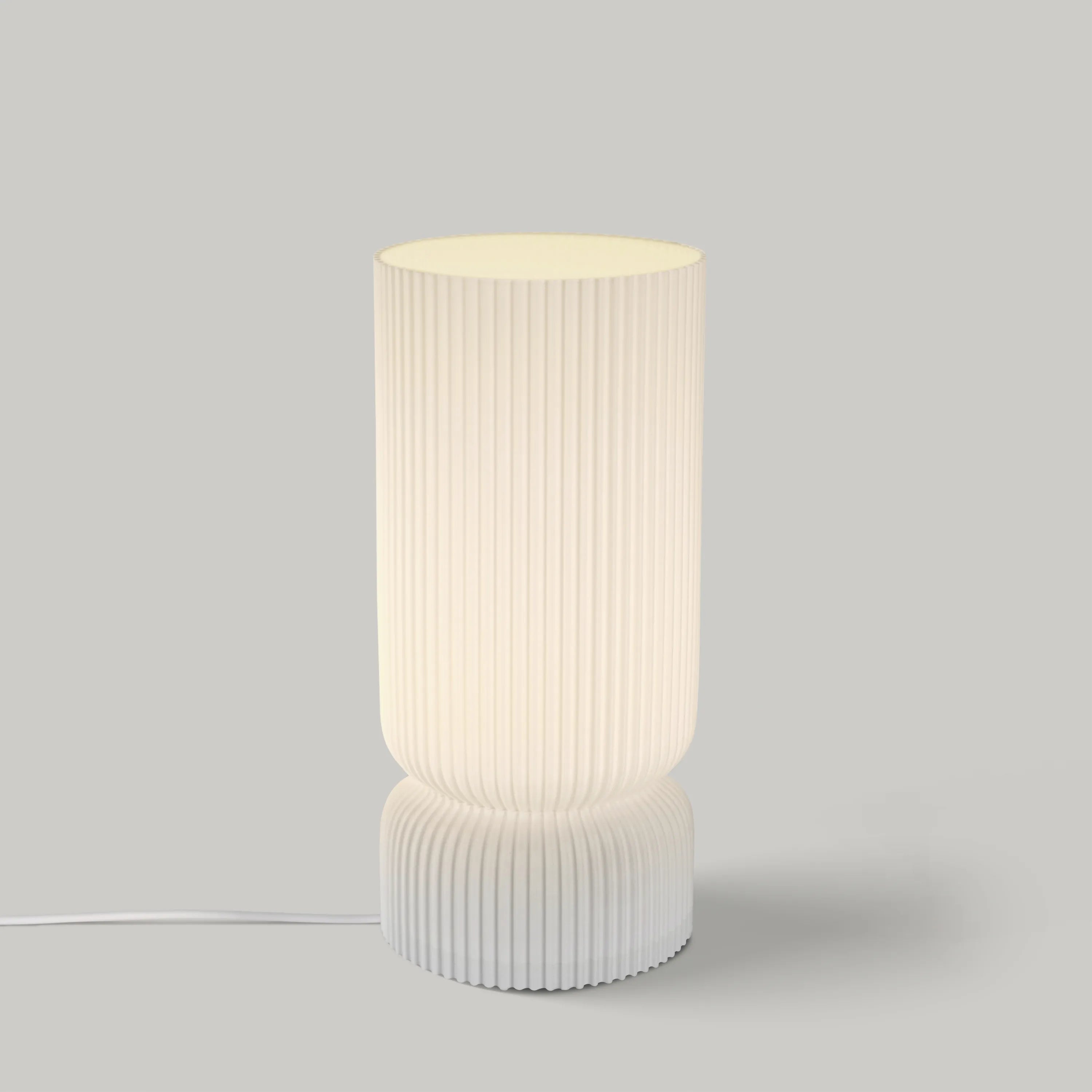 Modern Ribbed Pillar Table Lamp – Dimmable LED, Made in Los Angeles