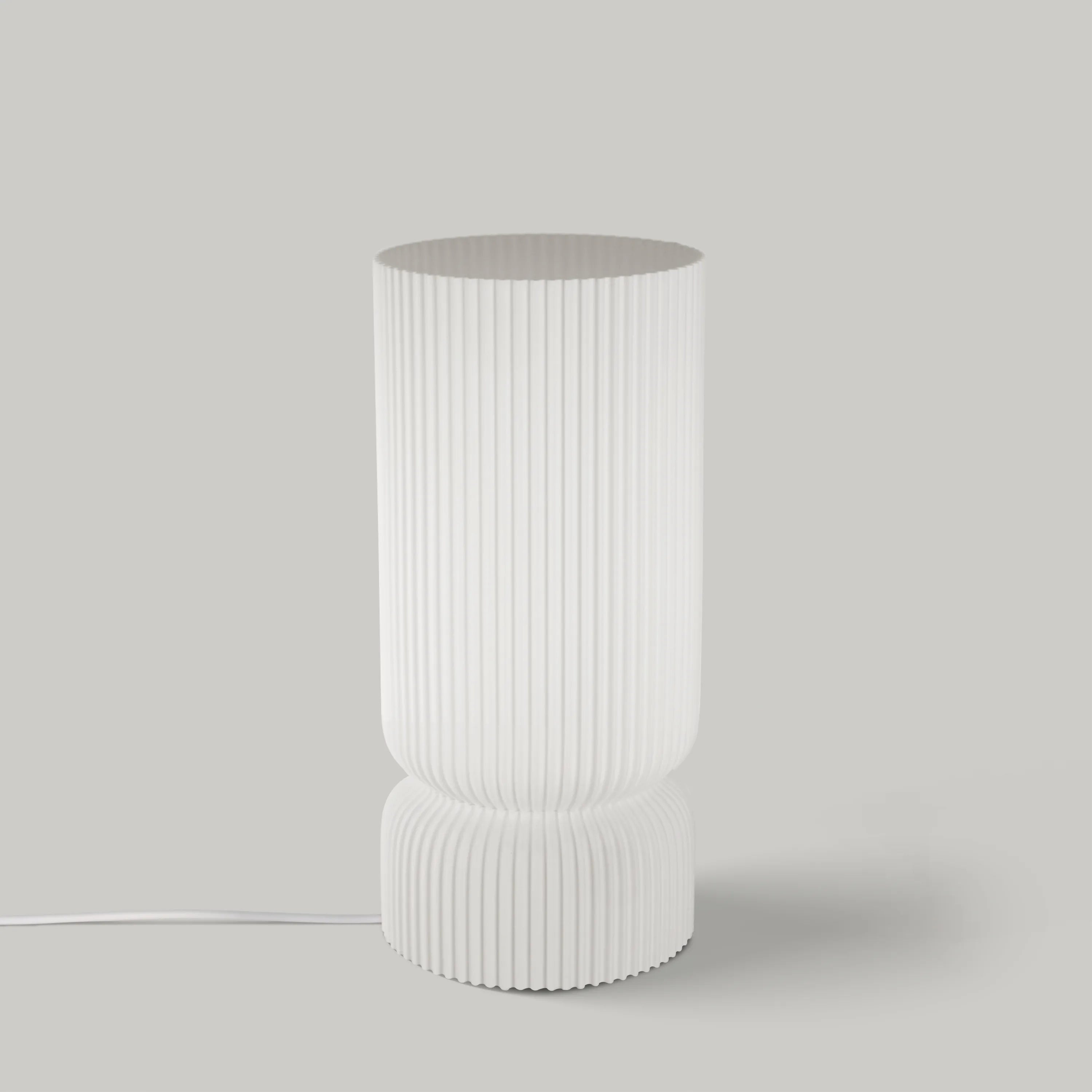 Modern Ribbed Pillar Table Lamp – Dimmable LED, Made in Los Angeles