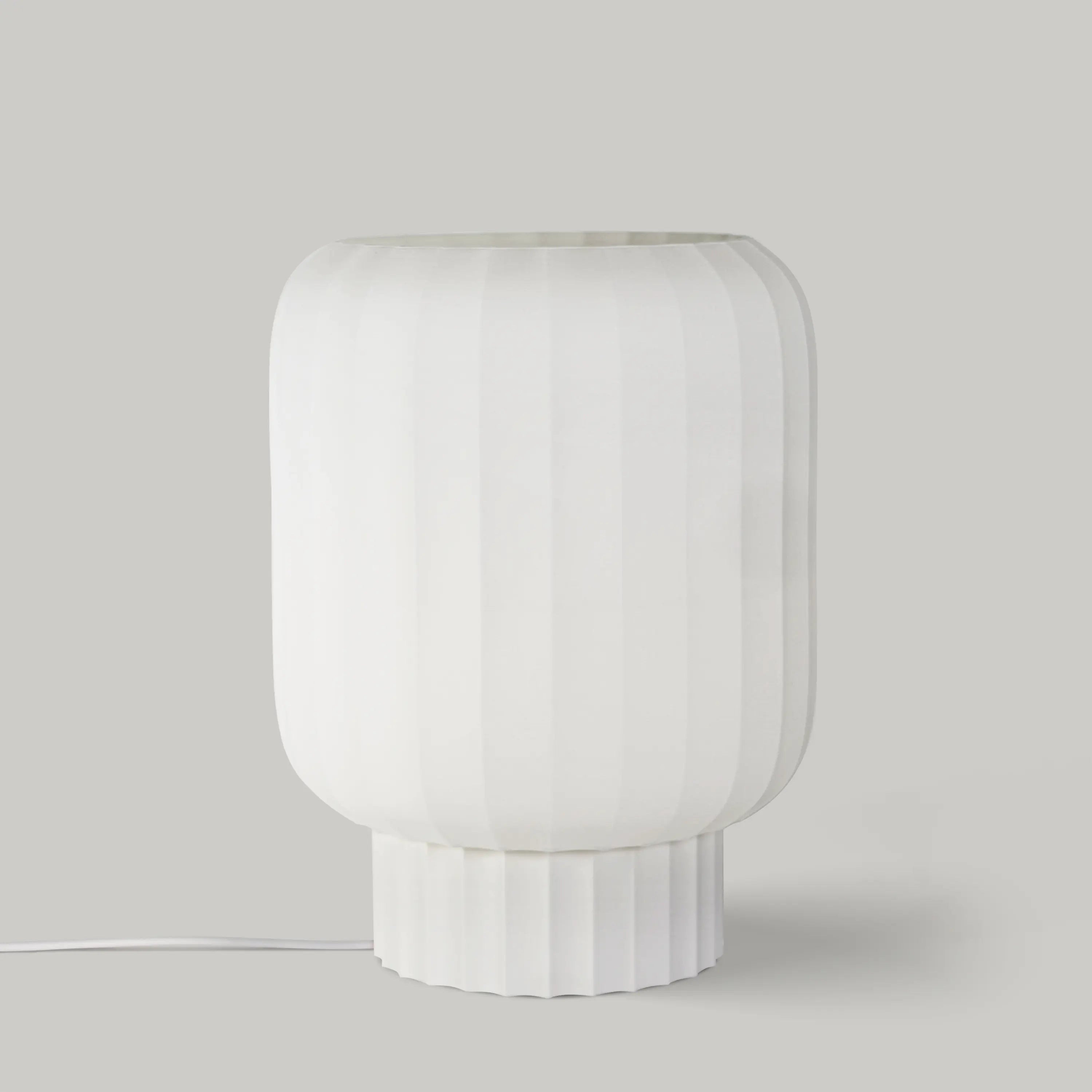 Modern Wide Ribbed White Table Lamp – Dimmable LED, Made in Los Angeles