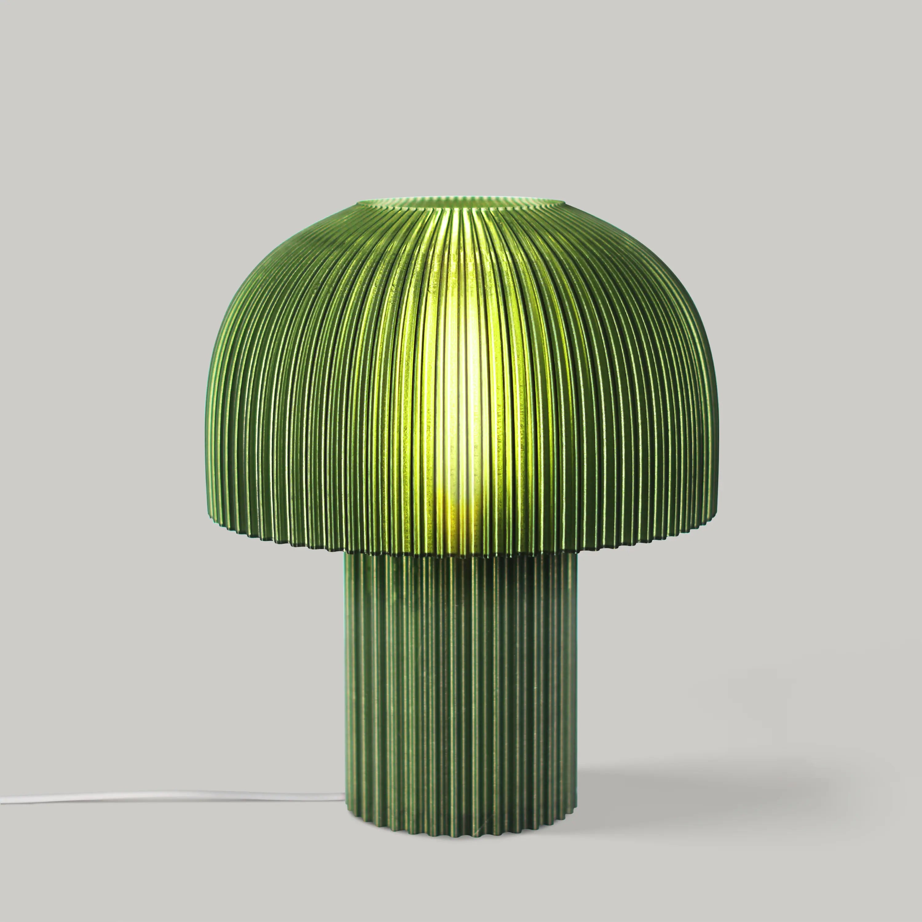 Modern Mushroom Green Table Lamp – Dimmable LED, Handcrafted in LA