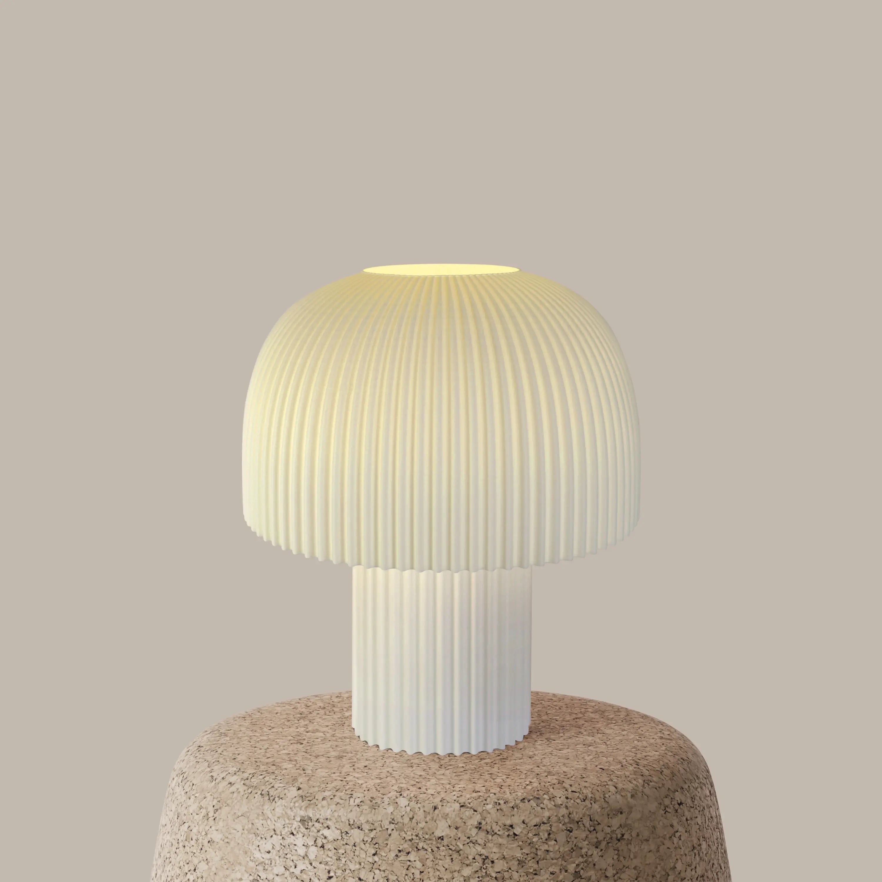Modern Ribbed Mushroom Table Lamp – Dimmable LED, Handcrafted in LA
