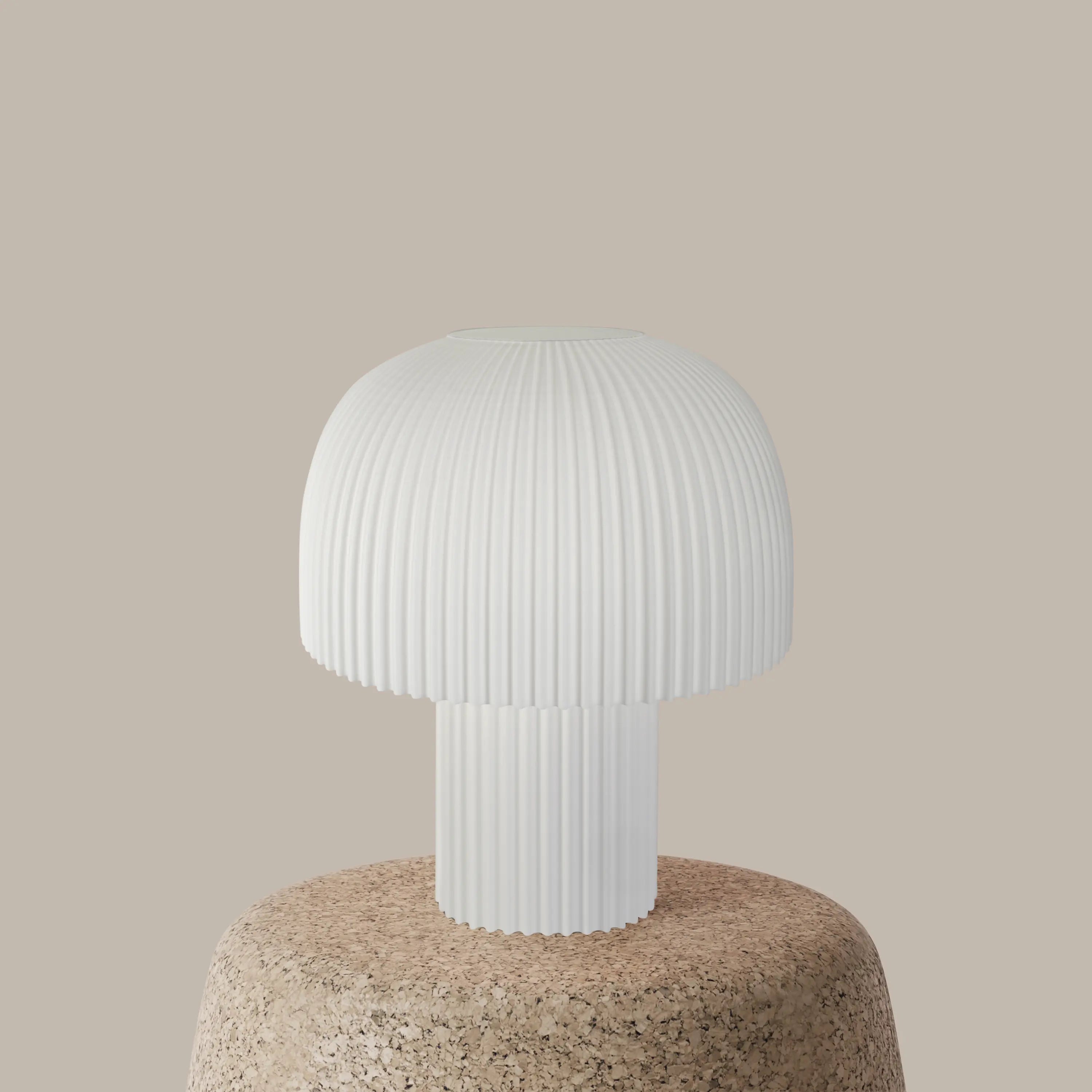 Modern Ribbed Mushroom Table Lamp – Dimmable LED, Handcrafted in LA