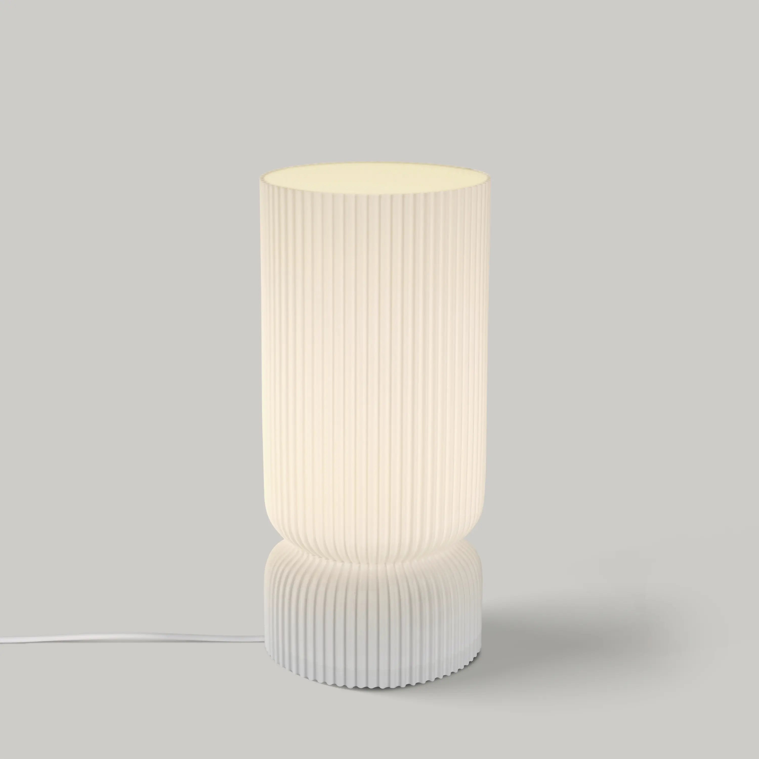 Modern Ribbed Pillar Table Lamp – Dimmable LED, Made in Los Angeles