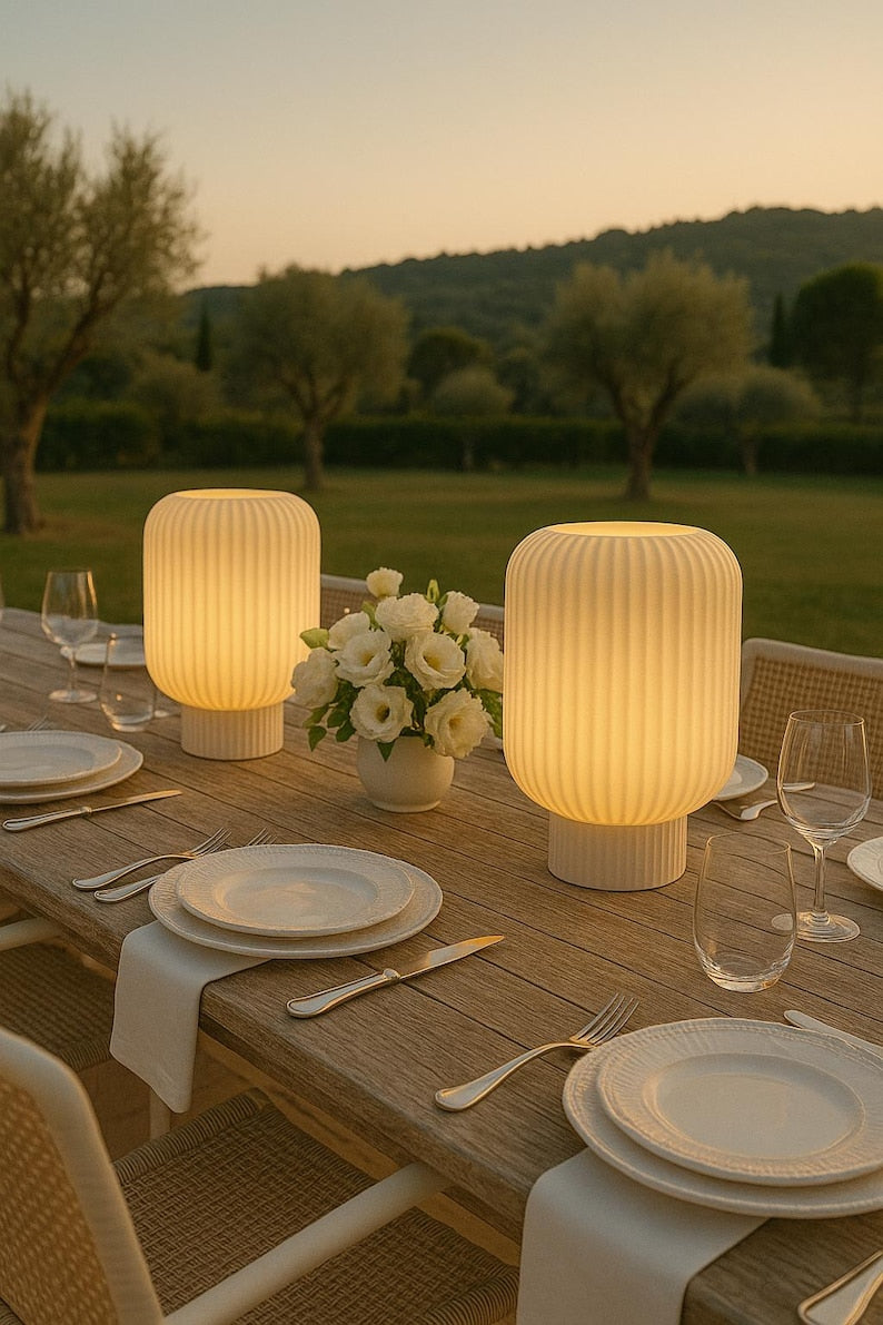 Modern Ribbed Table Lamp – Dimmable LED, Handcrafted in Los Angeles