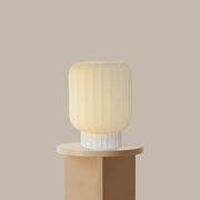 Modern Wide Ribbed White Table Lamp 