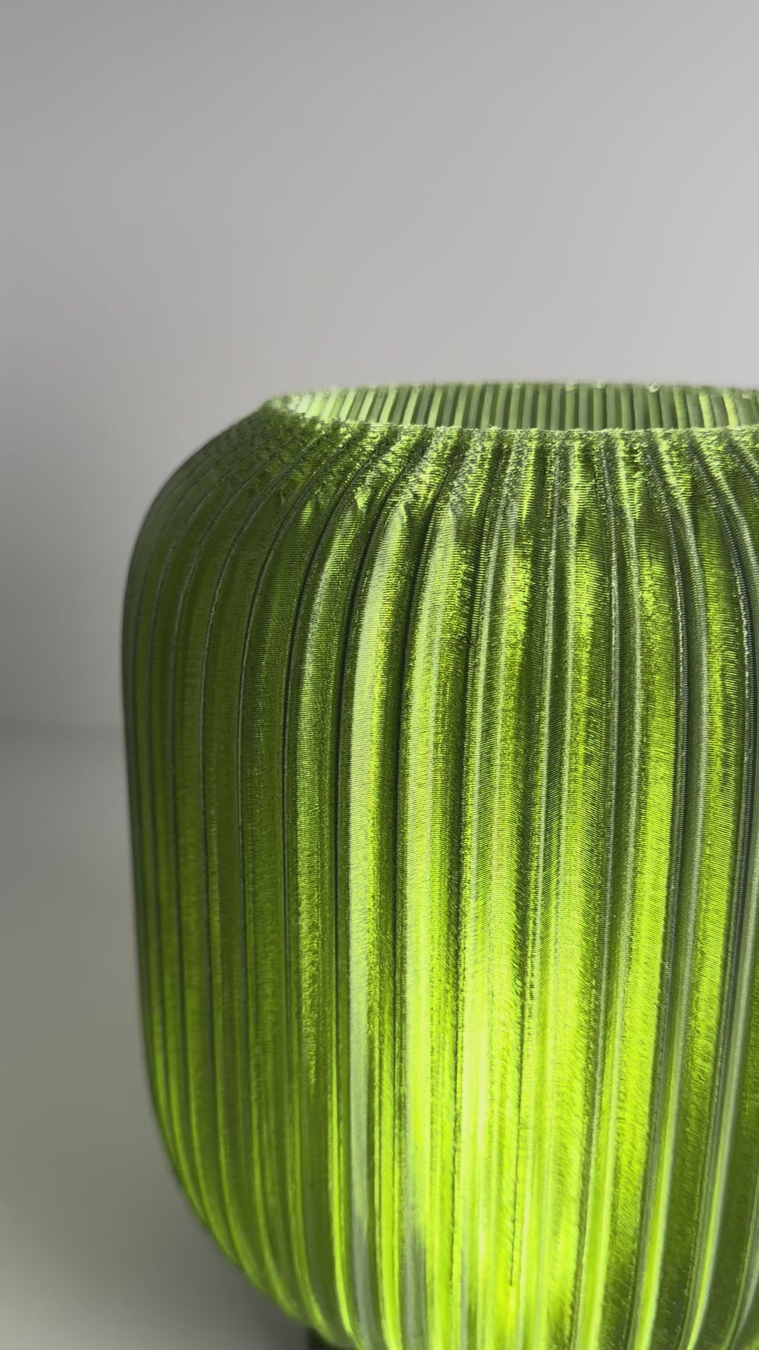 Load video: Harmony Table Lamp – Green Ribbed Design, Dimmable LED, Eco-Friendly